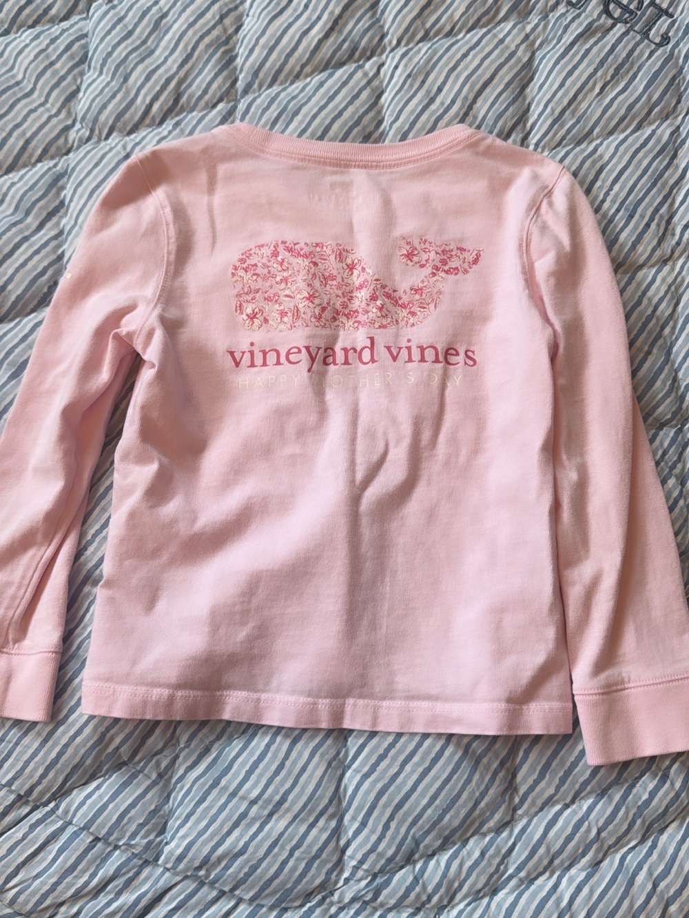 Vineyard Vines Pink Long-Sleeve Floral Whale Tee